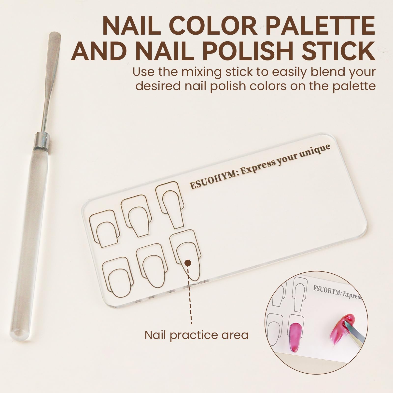 ESUOHYM silicone tools provide flexible texture options for unique patterns.