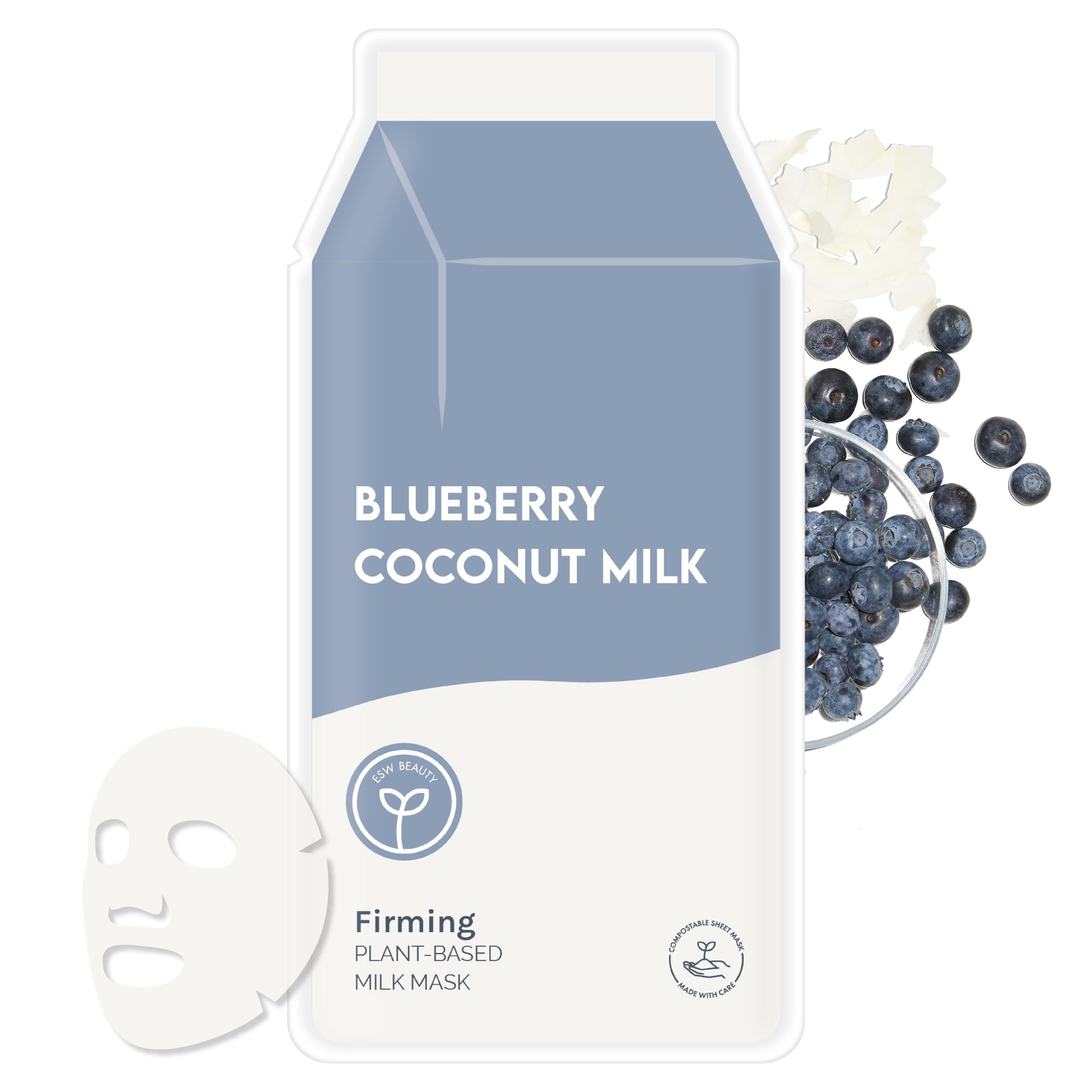 ESW Beauty blueberry coconut milk mask pack for at-home care with eco-friendly packaging.