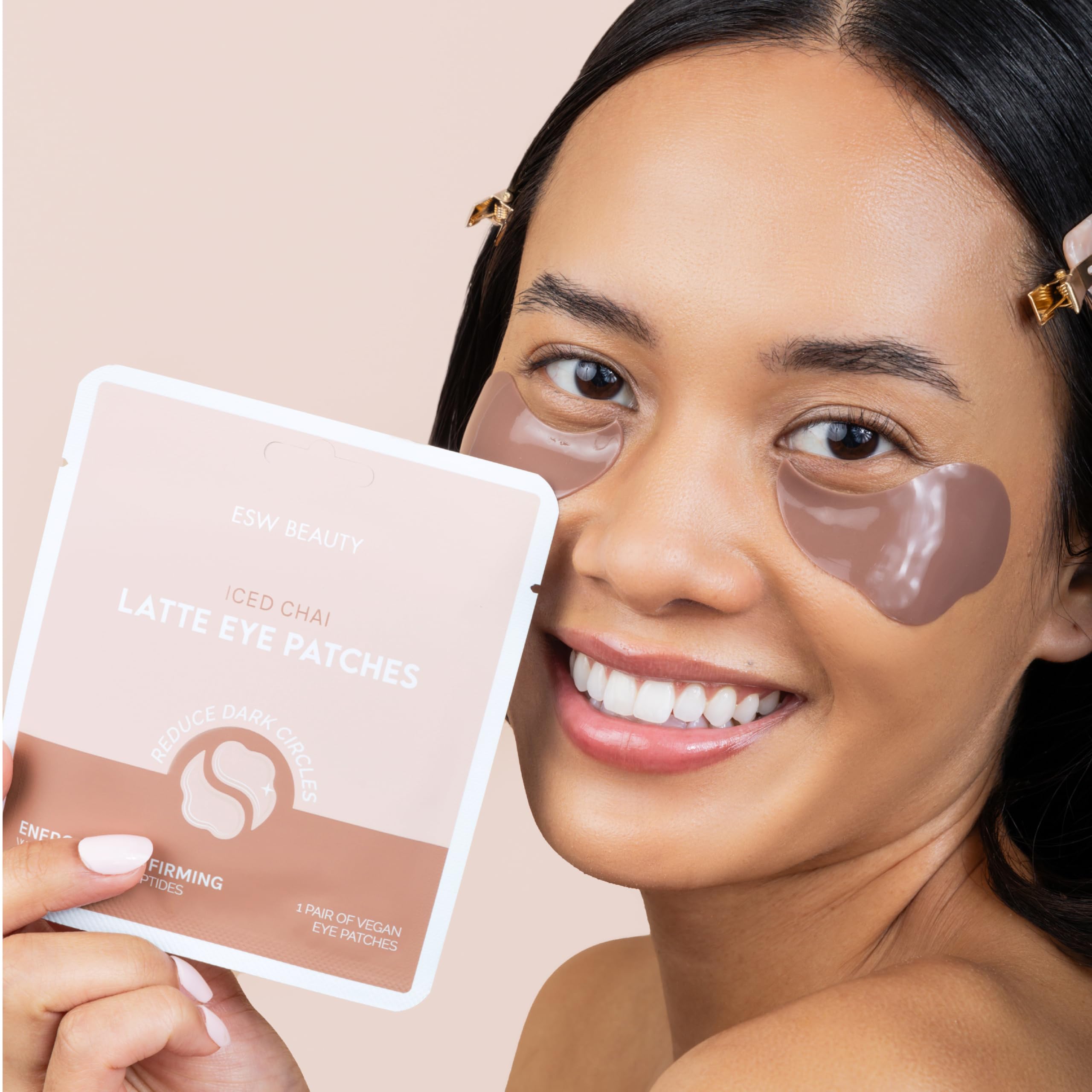 ESW Beauty Iced Chai Latte patches open case reveals soothing gel texture.