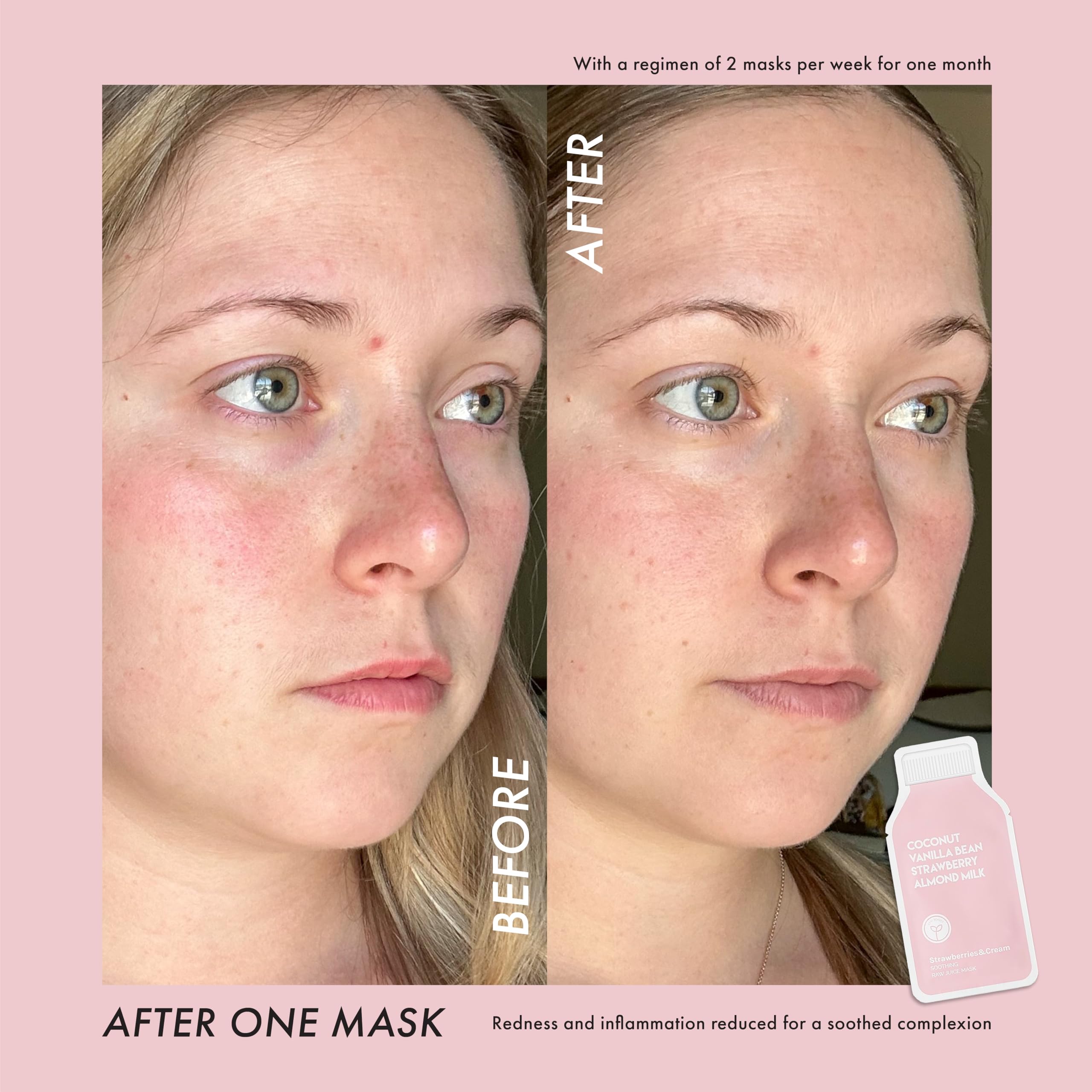 Applying ESW Beauty Strawberries and Cream mask on the face for cooling soothing feel