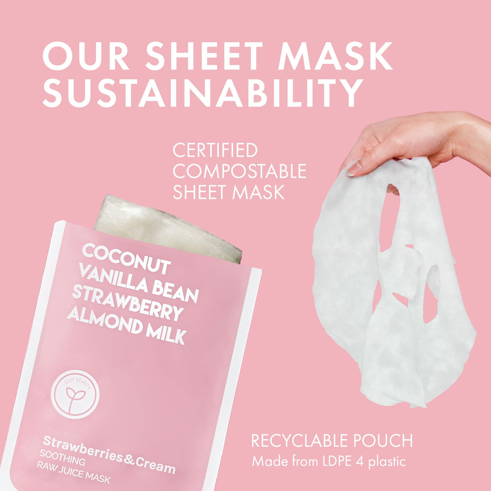 ESW Beauty Strawberries and Cream vanilla bean and coconut aroma enhances the mask experience