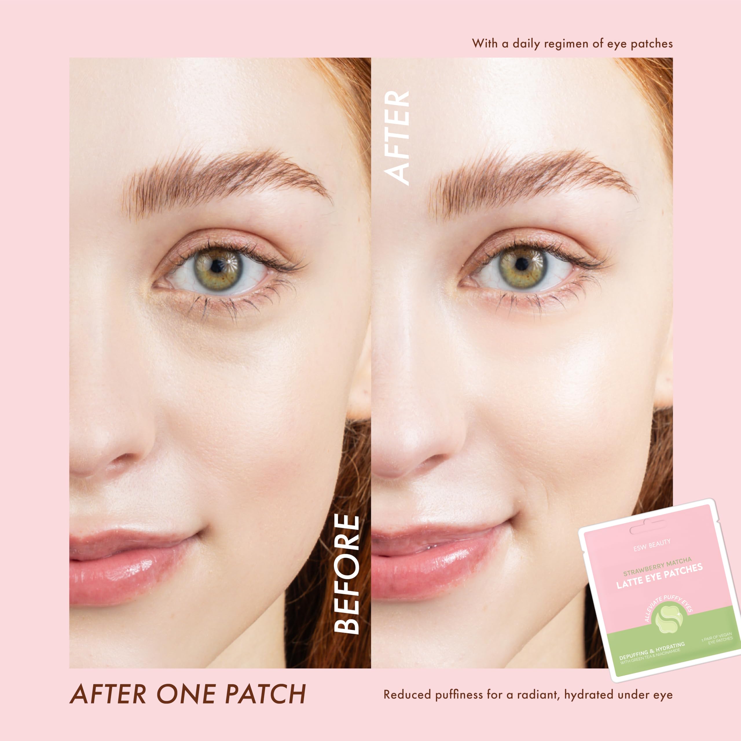 Applying ESW Beauty patches as part of a morning routine for a refreshed look
