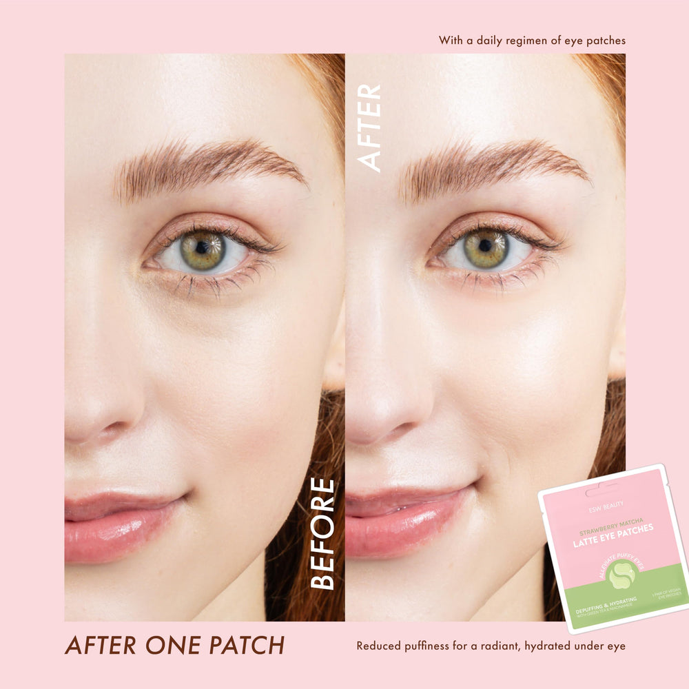 Applying ESW Beauty patches as part of a morning routine for a refreshed look