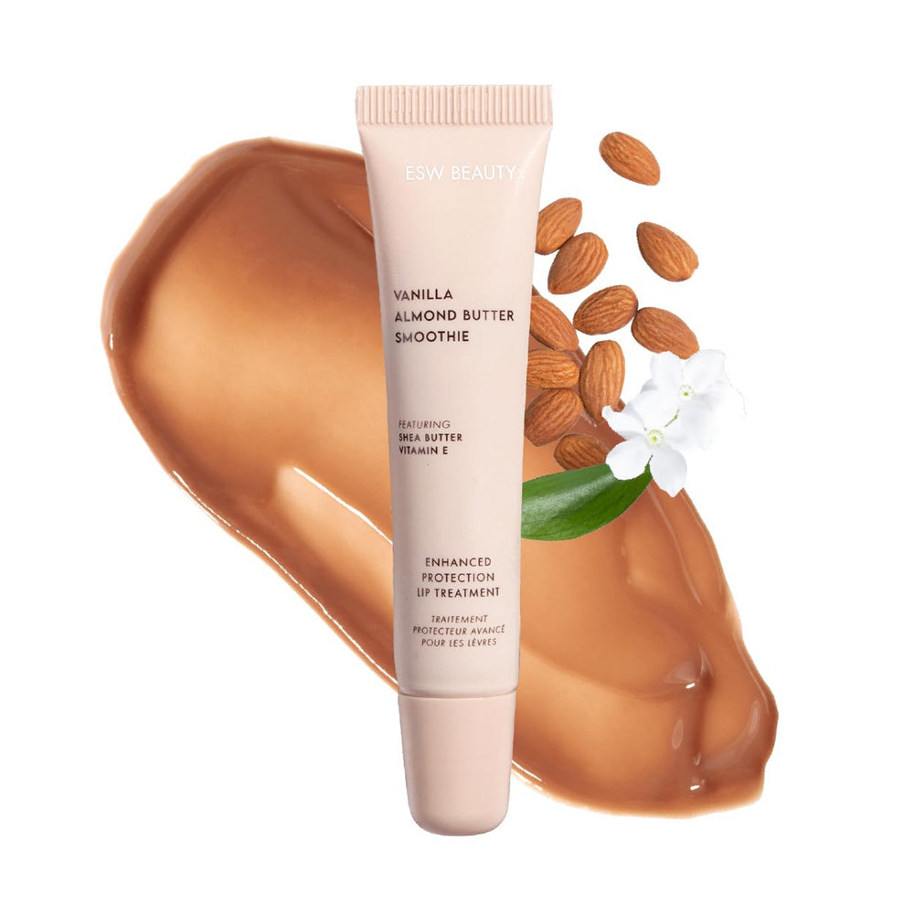 ESW Beauty Vanilla Almond Butter Lip Treatment tube delivering rich hydration.