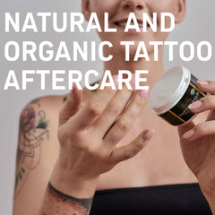 ETADERM Tattoo Balm ingredients bottle highlighting natural oils for nourishment