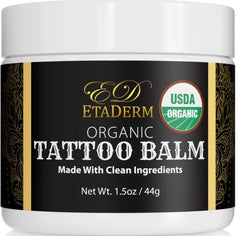 ETADERM Tattoo Balm jar close-up showing creamy texture for hydration