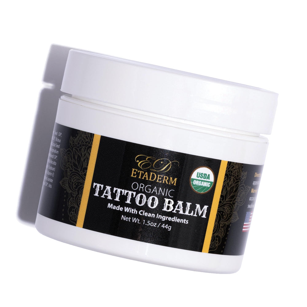 ETADERM Tattoo Balm jar dispense close-up for daily use