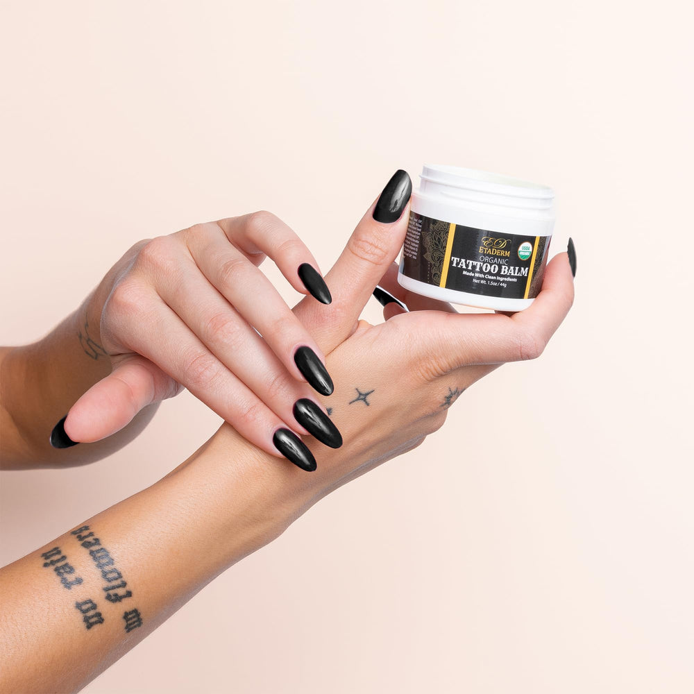 ETADERM Tattoo Balm soft skin application showing quick absorption