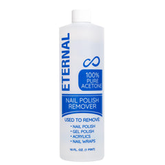 Eternal Gel Polish Remover bottle close-up showing pure acetone for quick removal