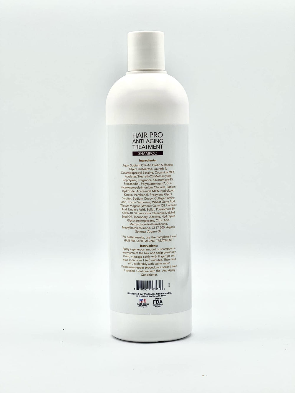 Eternal Hair Pro Treatment Shampoo ingredients, featuring argan oil and keratin for smoother strands.