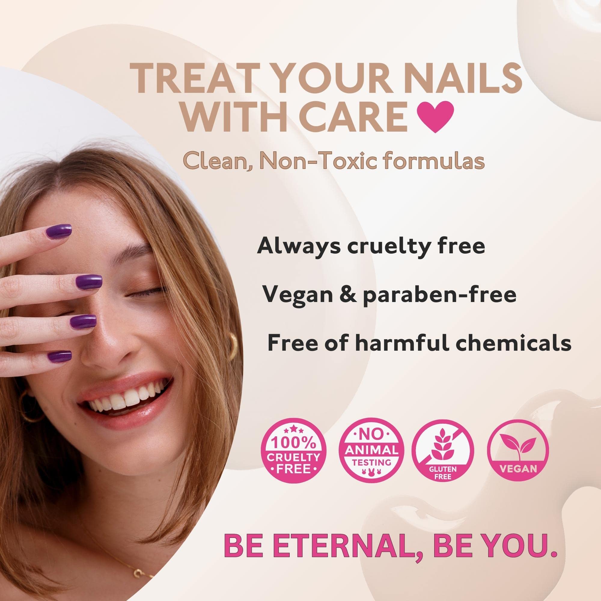 Eternal Made-in-USA cruelty-free polish line with vegan formula.