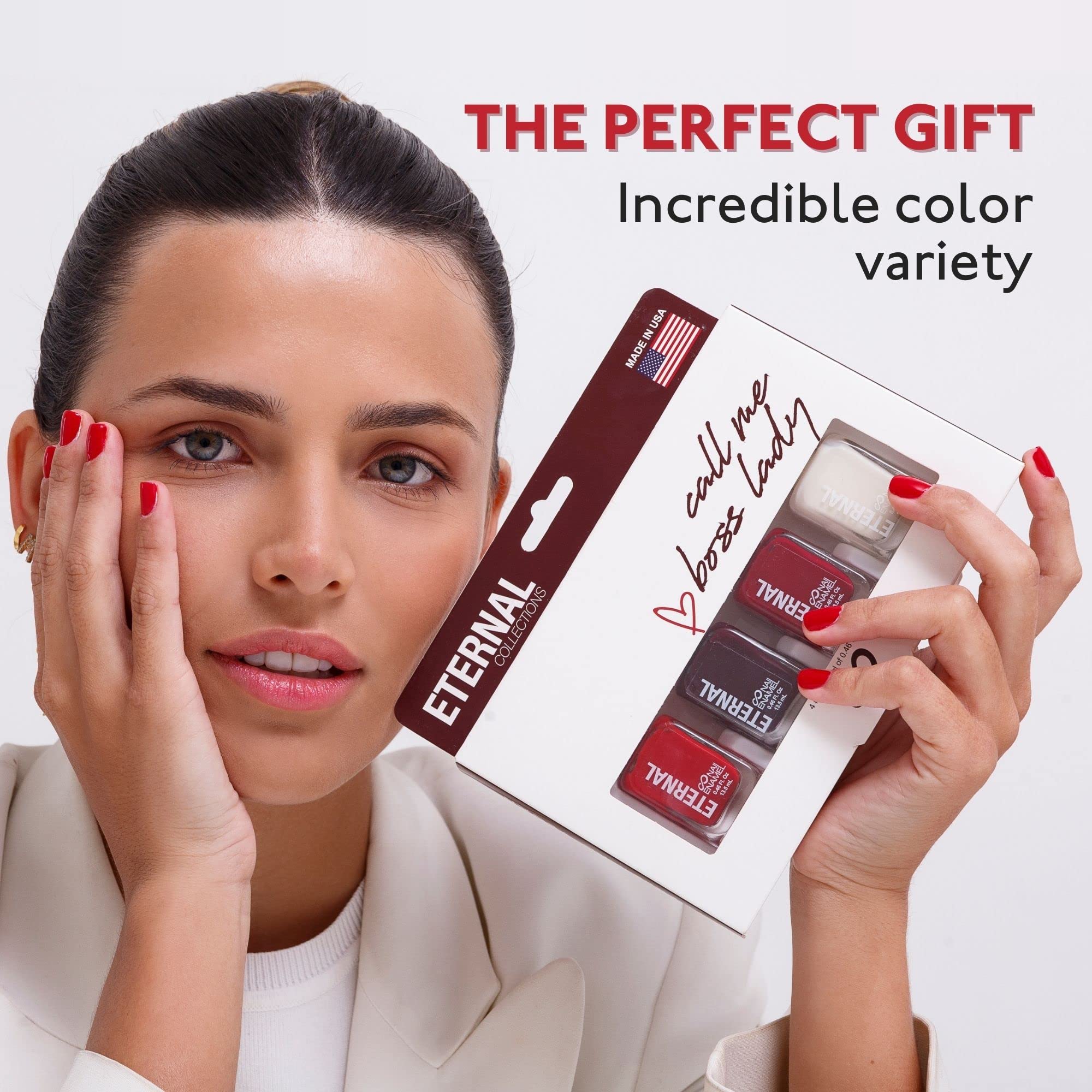 Eternal Nail Polish Set packaging with shade labels for easy selection.