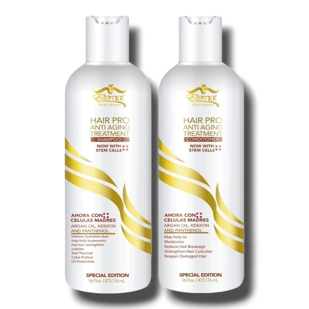 Eternal Spirit Hair Pro shampoo bottle; anti aging care for damaged hair.