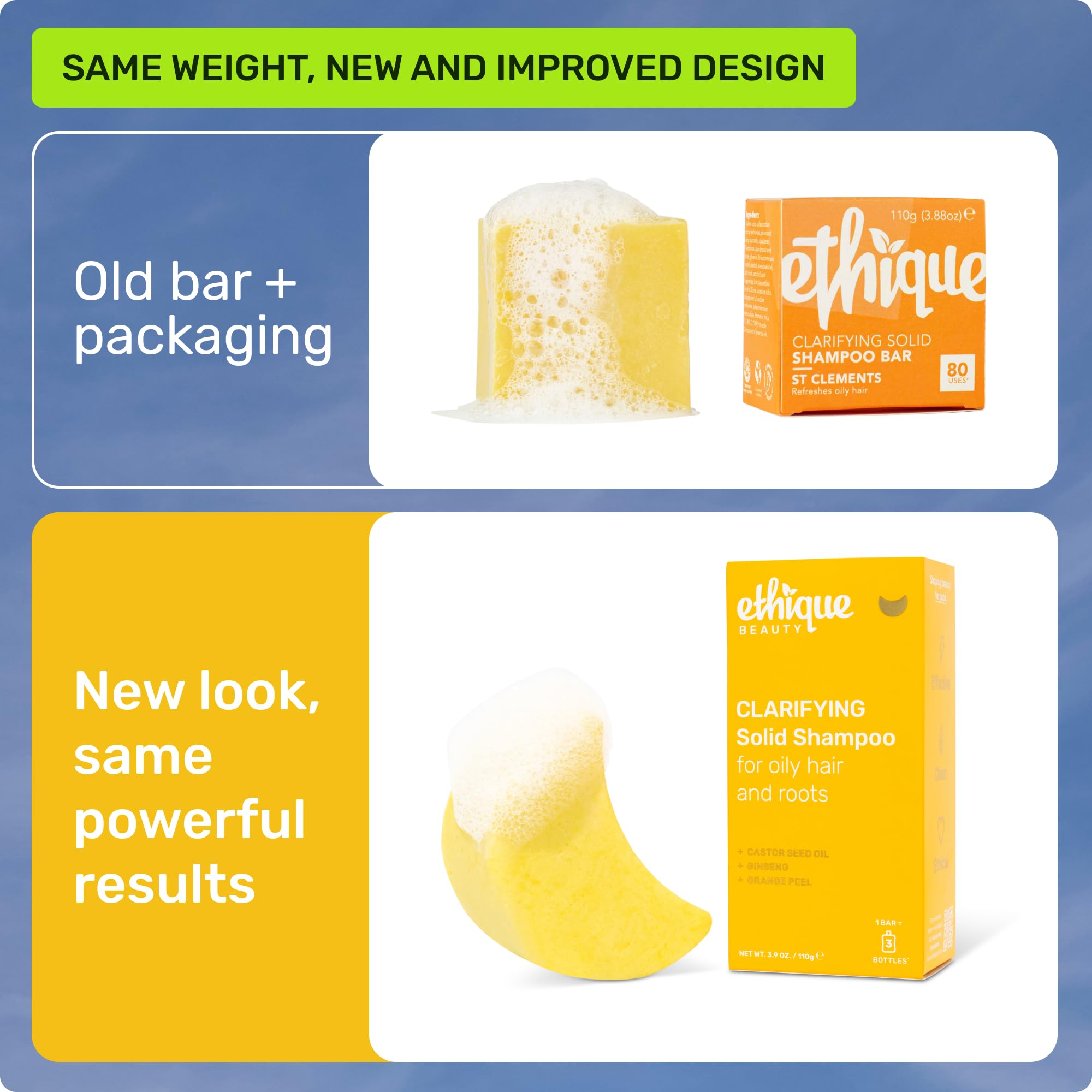 Ethique clarifying bar creates rich lather to refresh roots