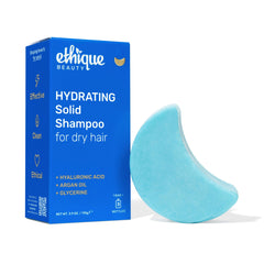 Ethique hydrating shampoo bar with hyaluronic acid close-up showing moisturizing formula
