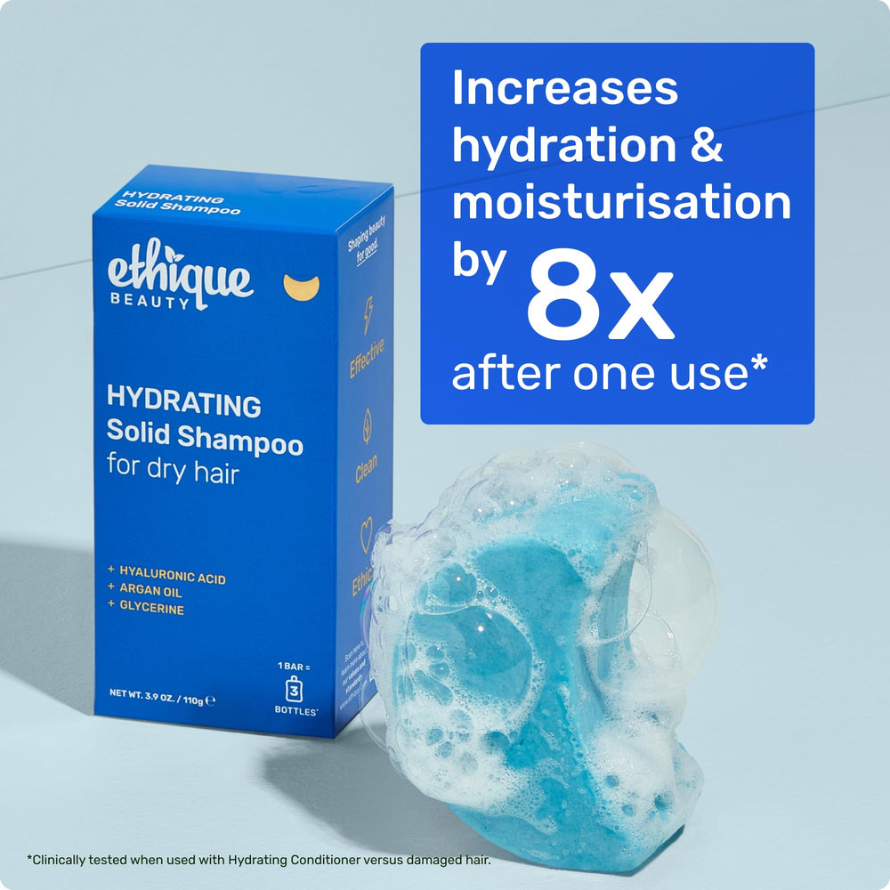 Plastic-free Ethique packaging concept for hydrating shampoo bar