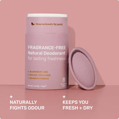 Ethique Minimalist Unscented Deodorant Stick close-up highlights natural ingredients and smooth texture.
