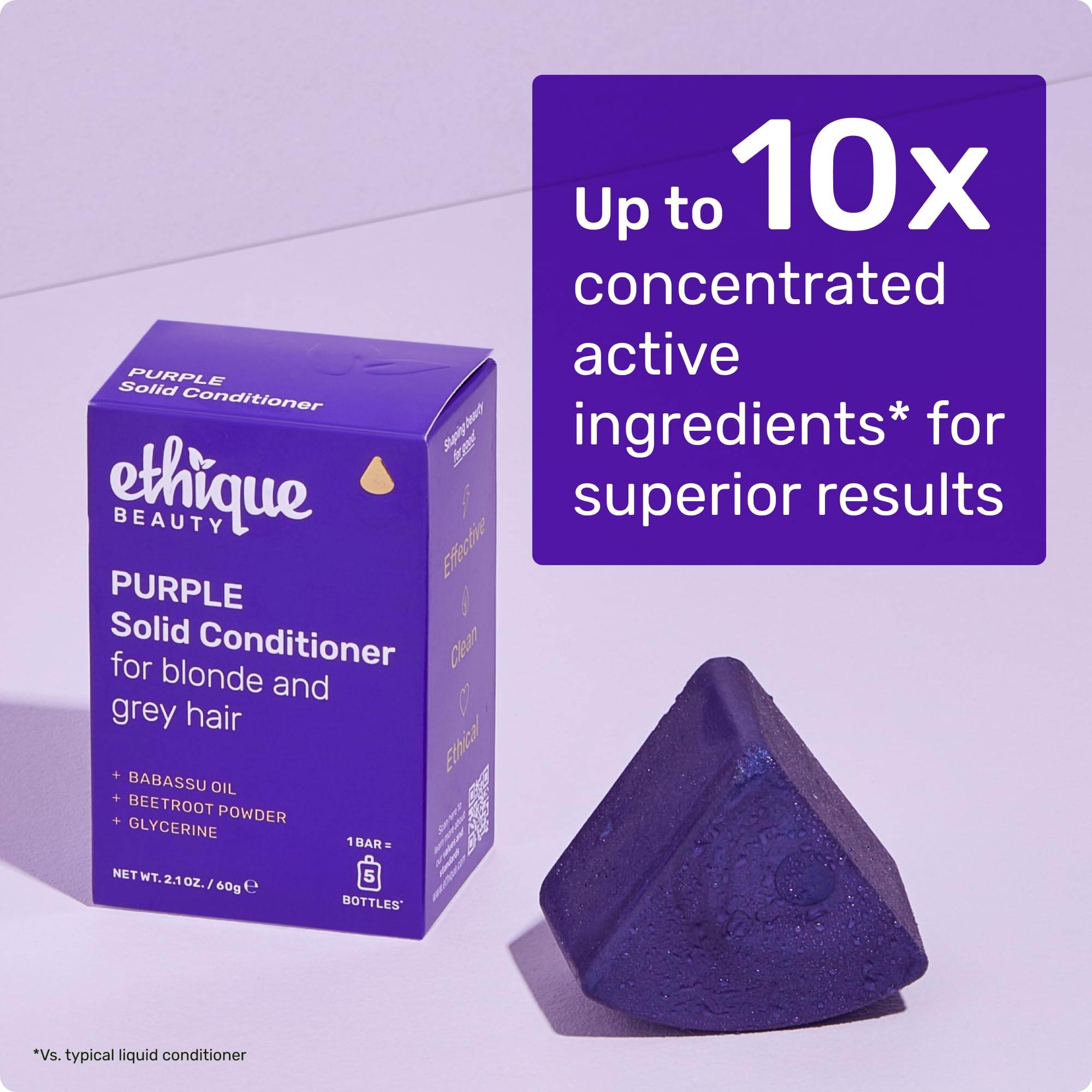 Ethique Purple Conditioner Bar beetroot-tone ingredients providing natural toning.