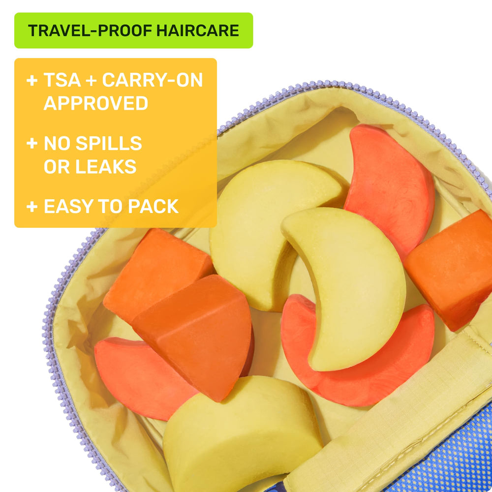Ethique travel-size haircare set shown for on-the-go routines.