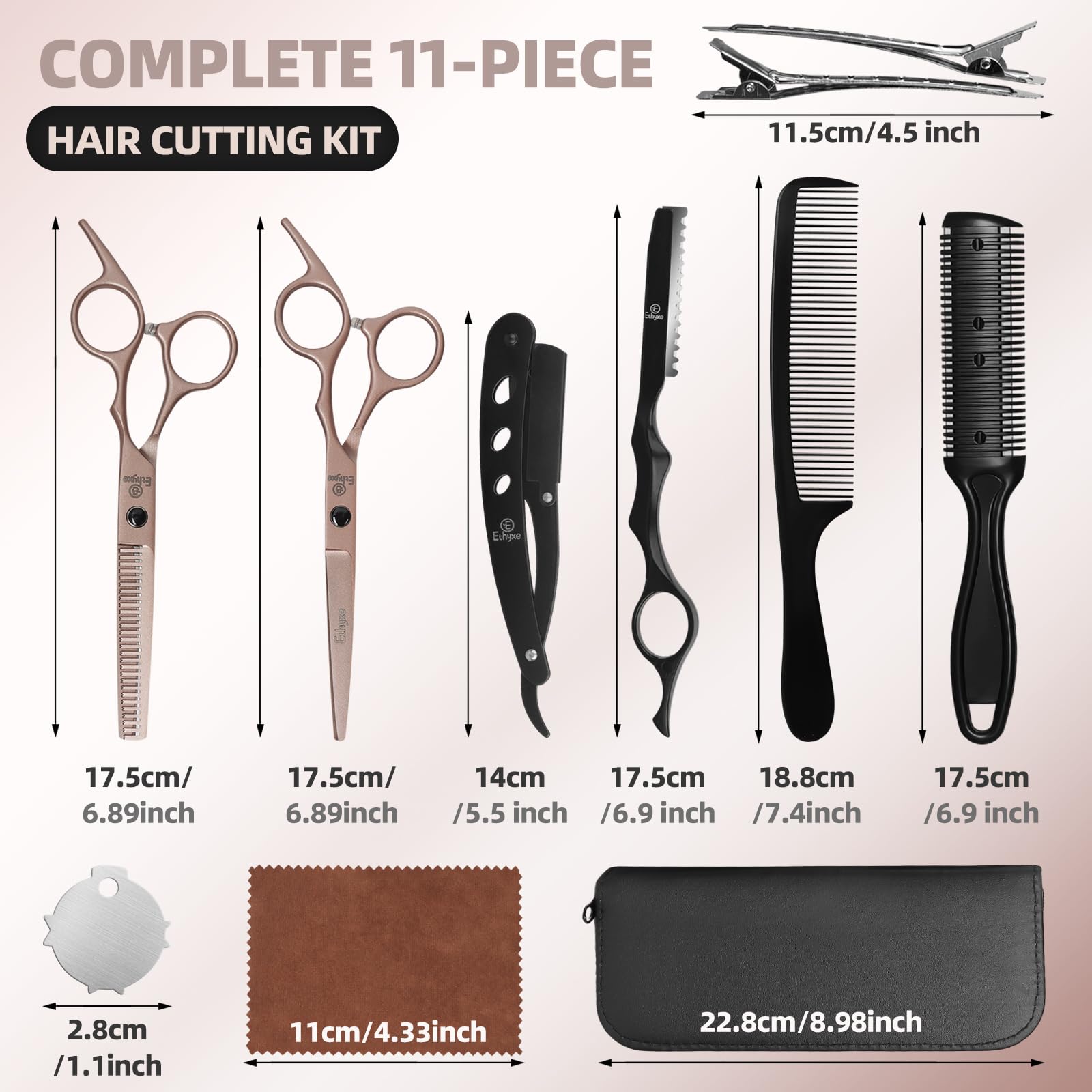Ethyxe hair comb in rose gold for detangling and sectioning