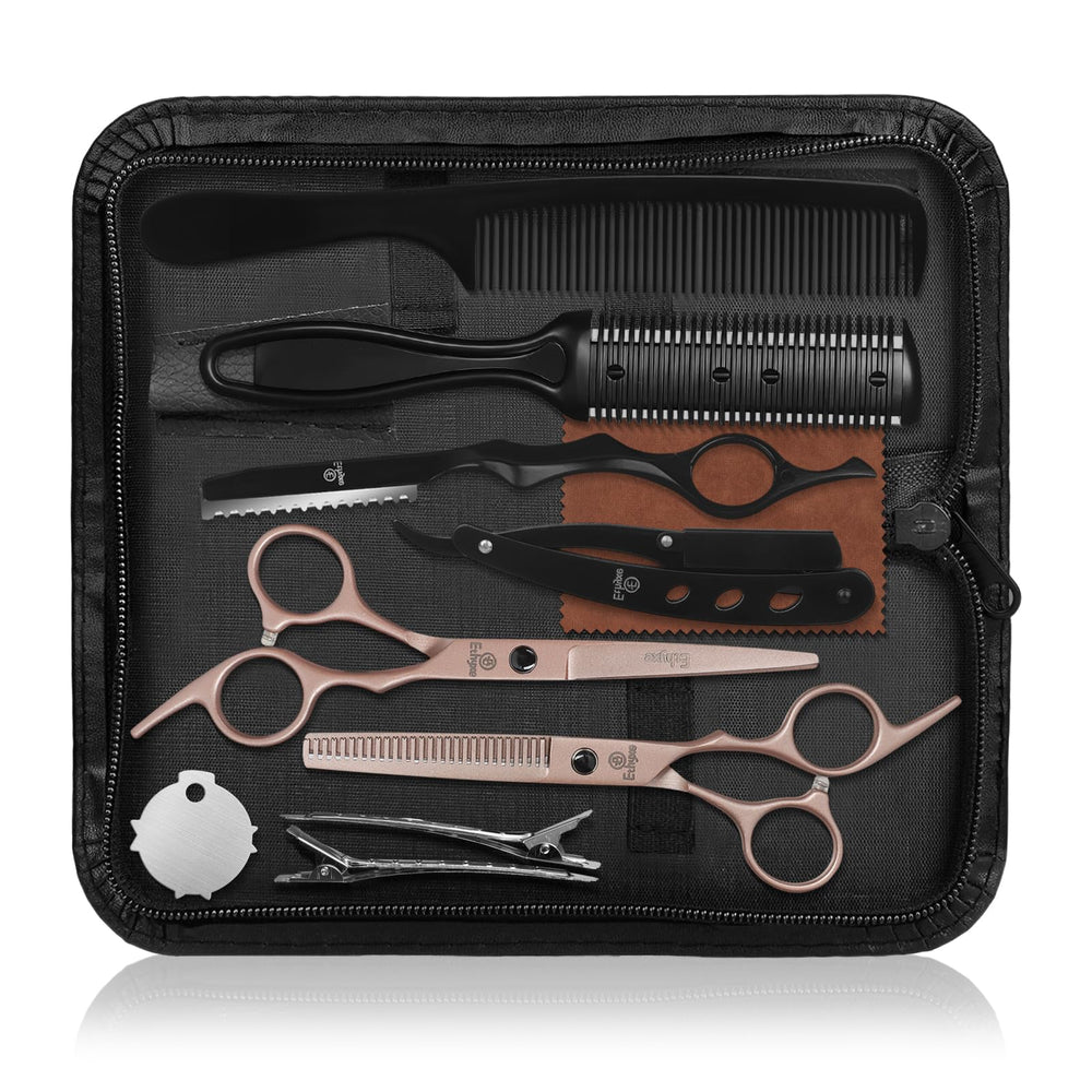 Ethyxe hair cutting scissors in rose gold for precise trimming at home or salon