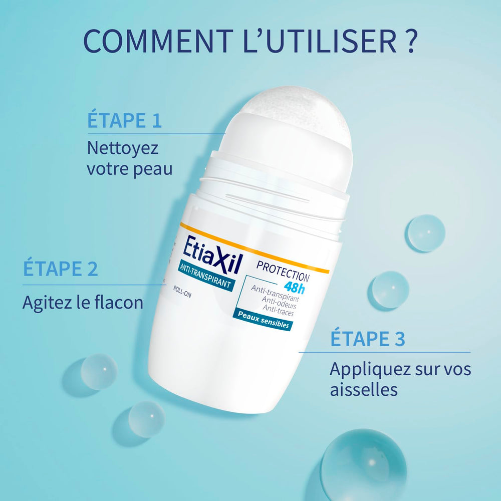 Etiaxil 50ml bottle packaging close-up emphasizes travel-friendly size.