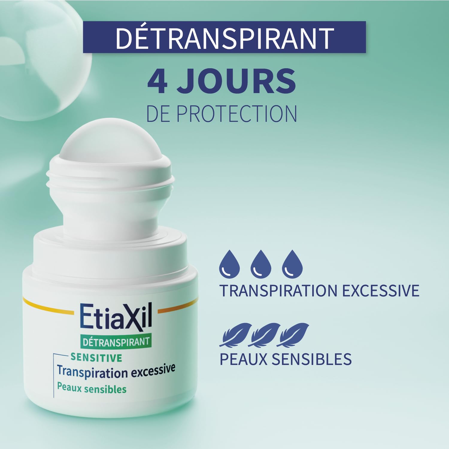 Compact Etiaxil roll-on for easy underarm application