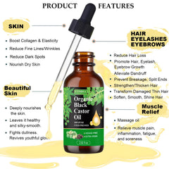 Etimisa Cold-Pressed Castor Oil droplets pour from dropper for hair nourishment