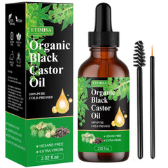 Etimisa Organic Black Castor Oil bottle close-up for hair and skin nourishment