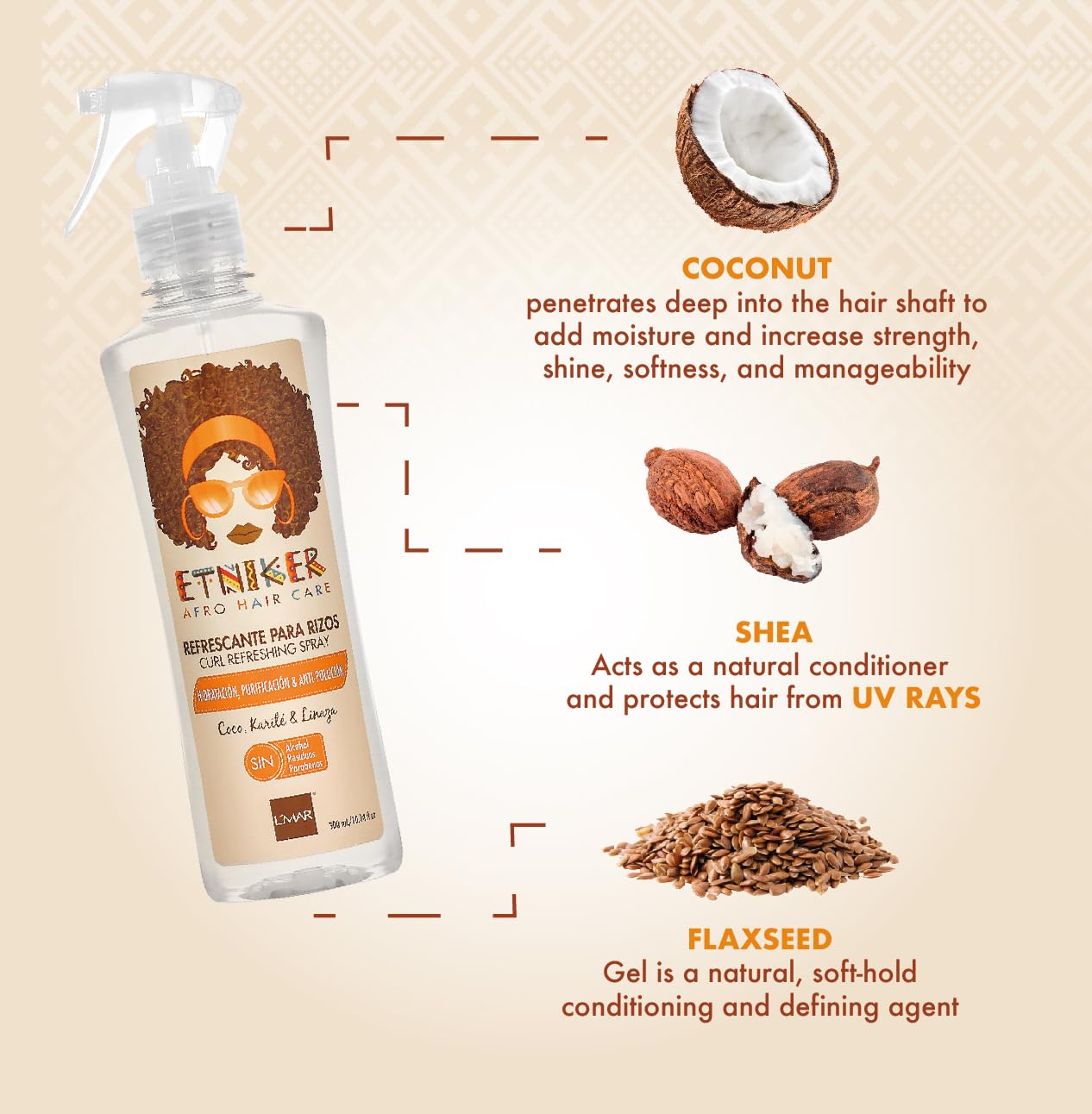 ETNIKER Curl Refresher Spray for curls revives texture and minimizes frizz