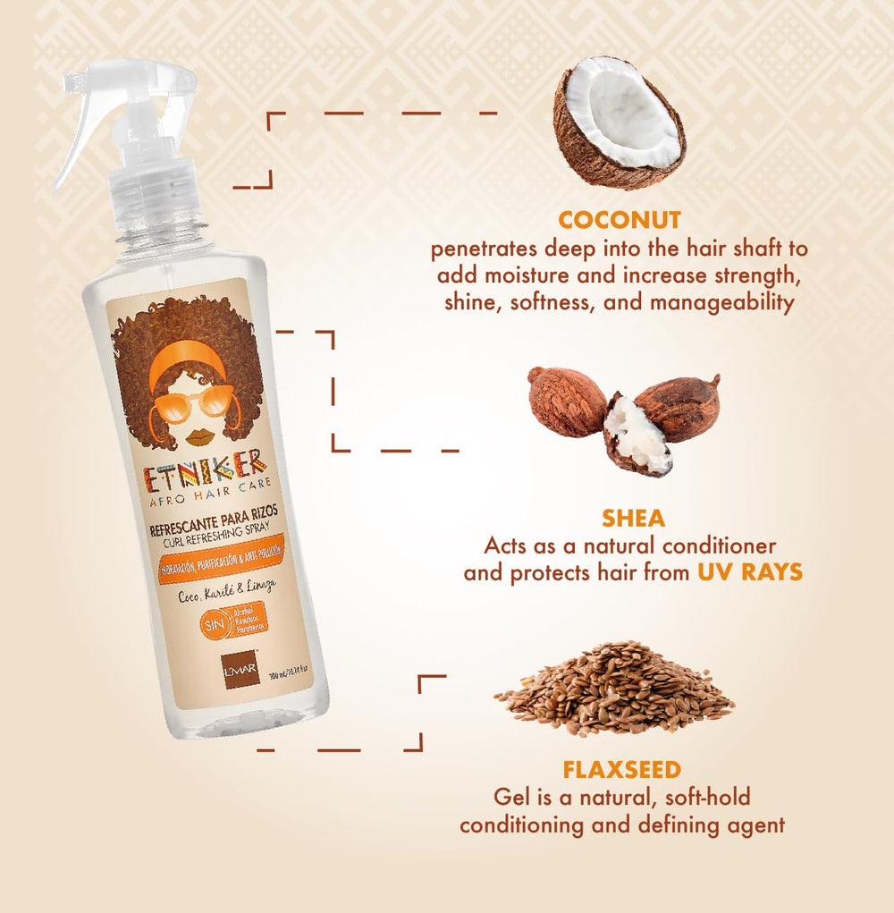 ETNIKER Curl Refresher Spray for curls revives texture and minimizes frizz