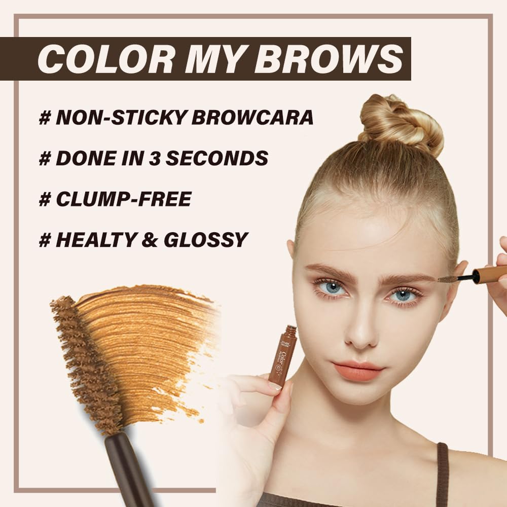 ETUDE Color My Brows Big Size brow mascara brush detail showing even color distribution
