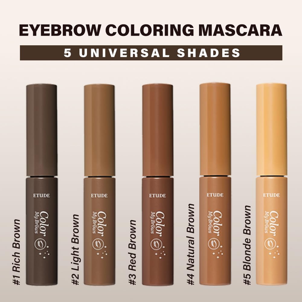 ETUDE Color My Brows Big Size brow mascara natural color on brow hairs for a fuller look