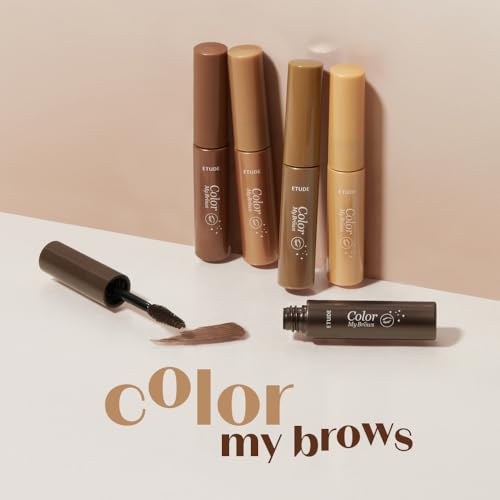 ETUDE brow mascara wand enabling precise, even grooming.