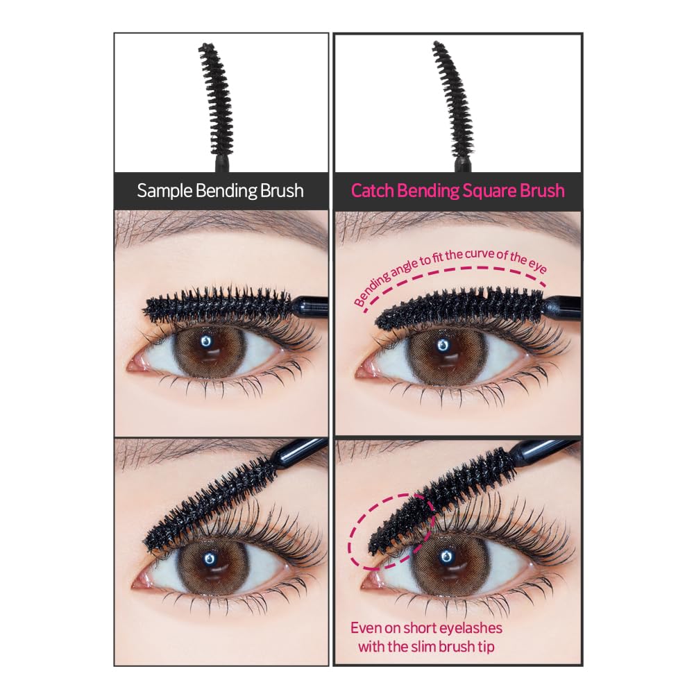 Dense bristles of ETUDE Curl Fix Mascara deliver dramatic volume.