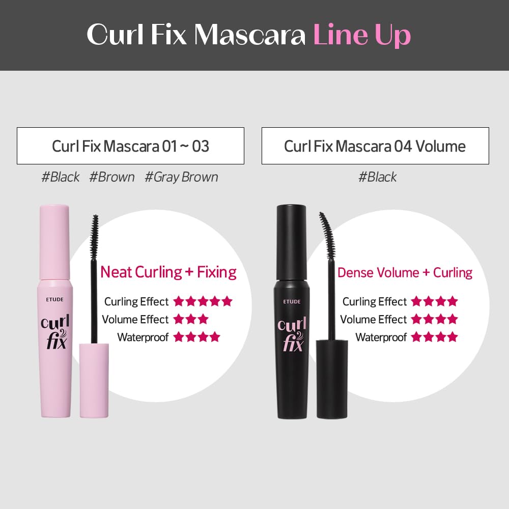ETUDE Curl Fix Mascara Wand Angle demonstrates lift from root to tip