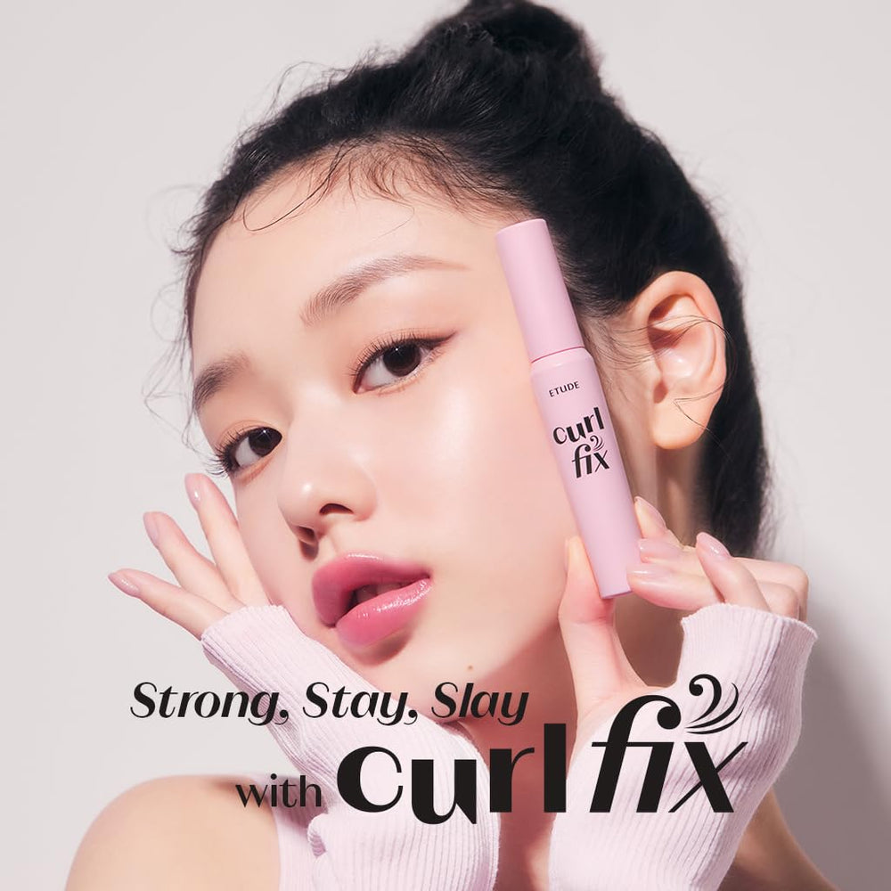 ETUDE Curl Fix Mascara wand with square brush for precise curling.