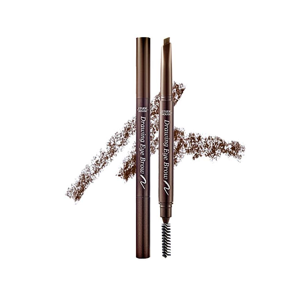 ETUDE Drawing Eye Brow pencil close-up showing precise hair-like strokes for natural brows.