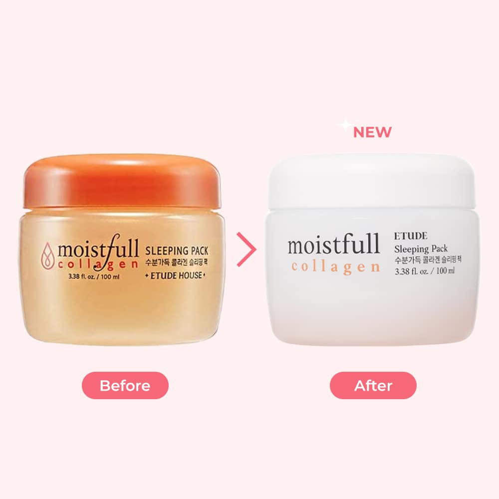 ETUDE Moistfull Collagen Sleeping Pack jar close-up highlighting rich gel texture for absorption