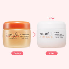 ETUDE Moistfull Collagen Sleeping Pack jar close-up highlighting rich gel texture for absorption