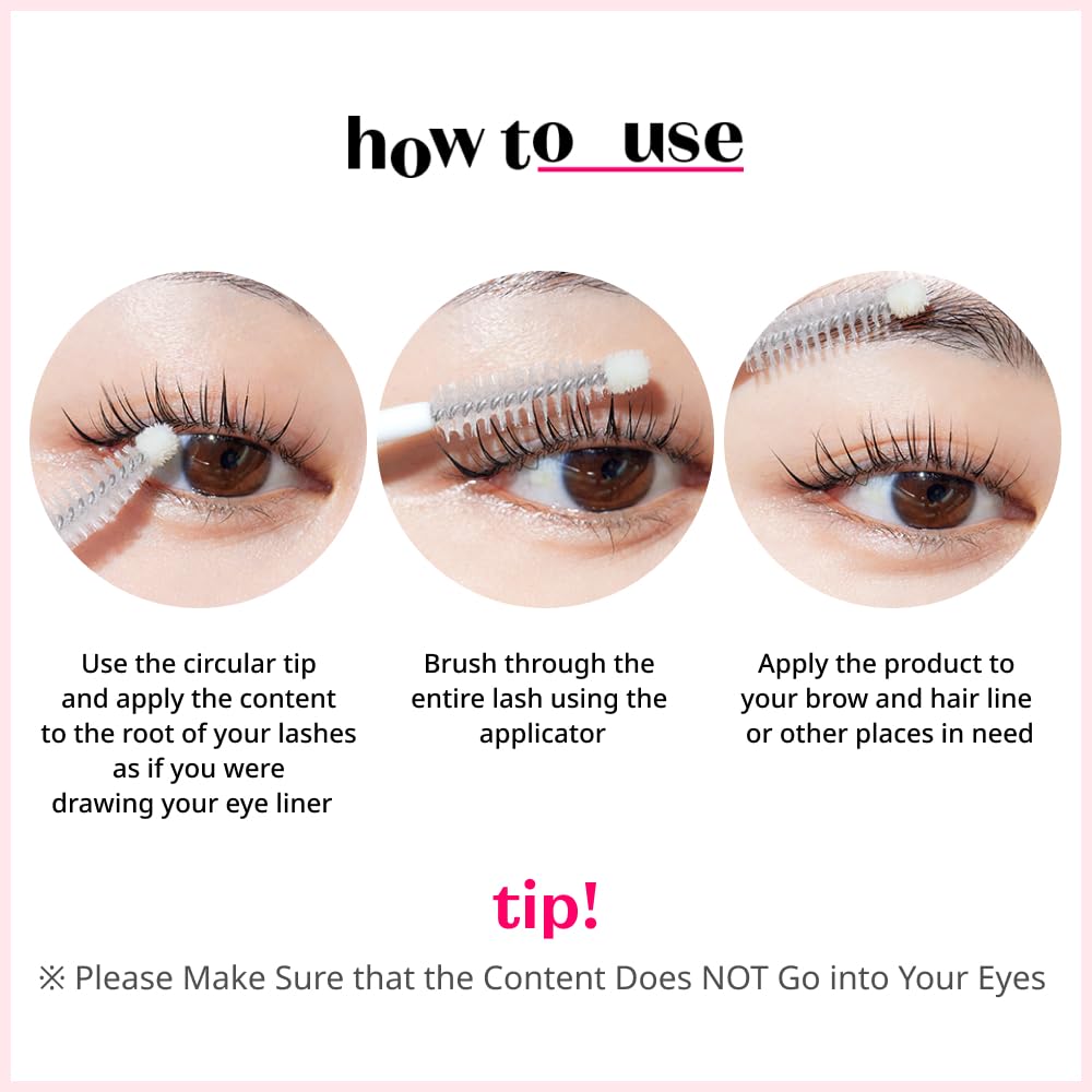 ETUDE My Lash Serum brow-use demonstrates versatile application near hairline.