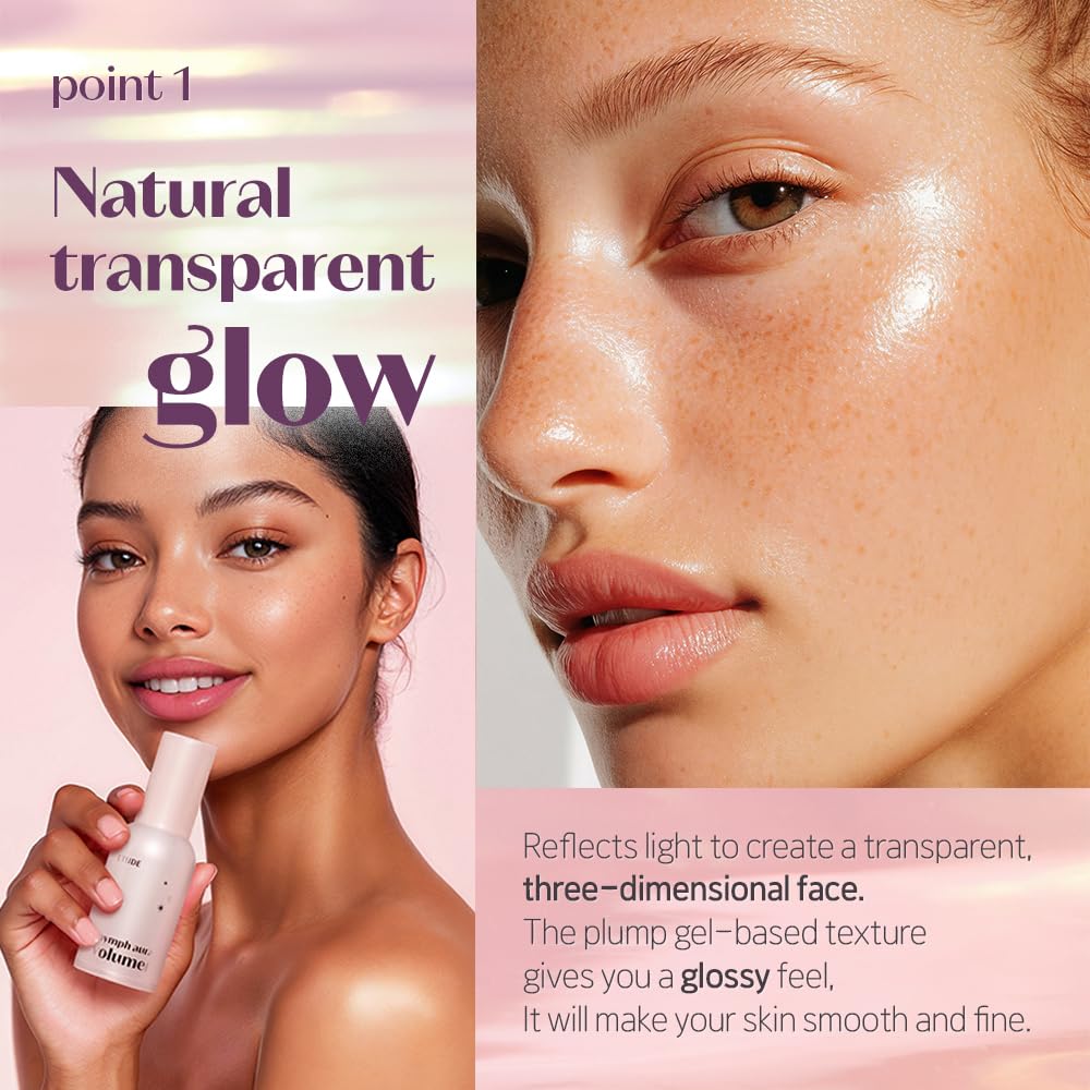 ETUDE Nymph Aura Volumer priming application on skin creates smooth base for makeup.