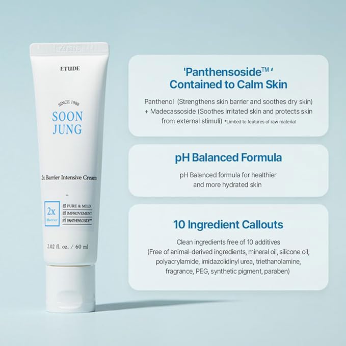 Morning skincare with ETUDE SoonJung 2x Intensive Cream for sensitive skin.