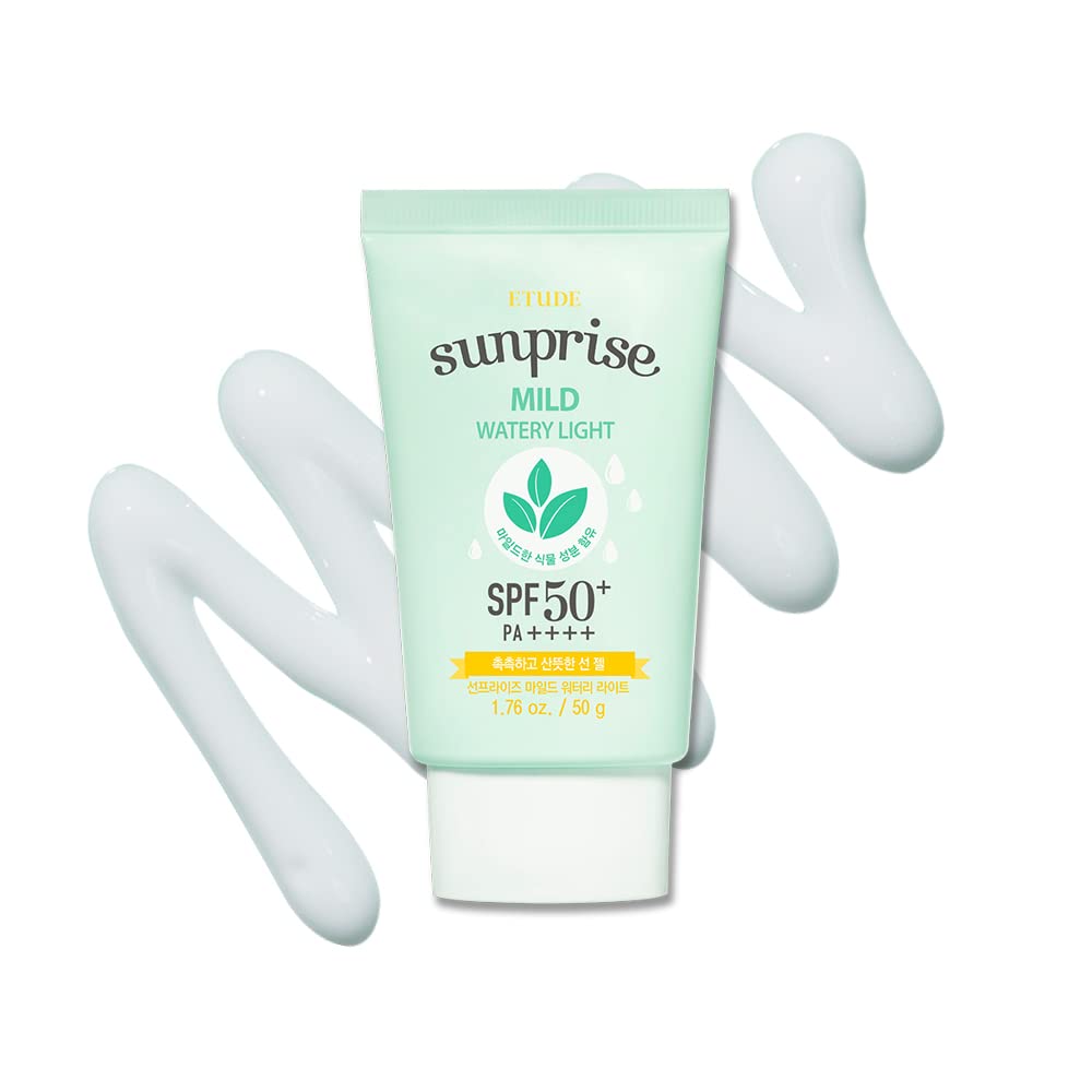 ETUDE Sunprise mild bottle close-up highlighting weightless texture for sensitive skin