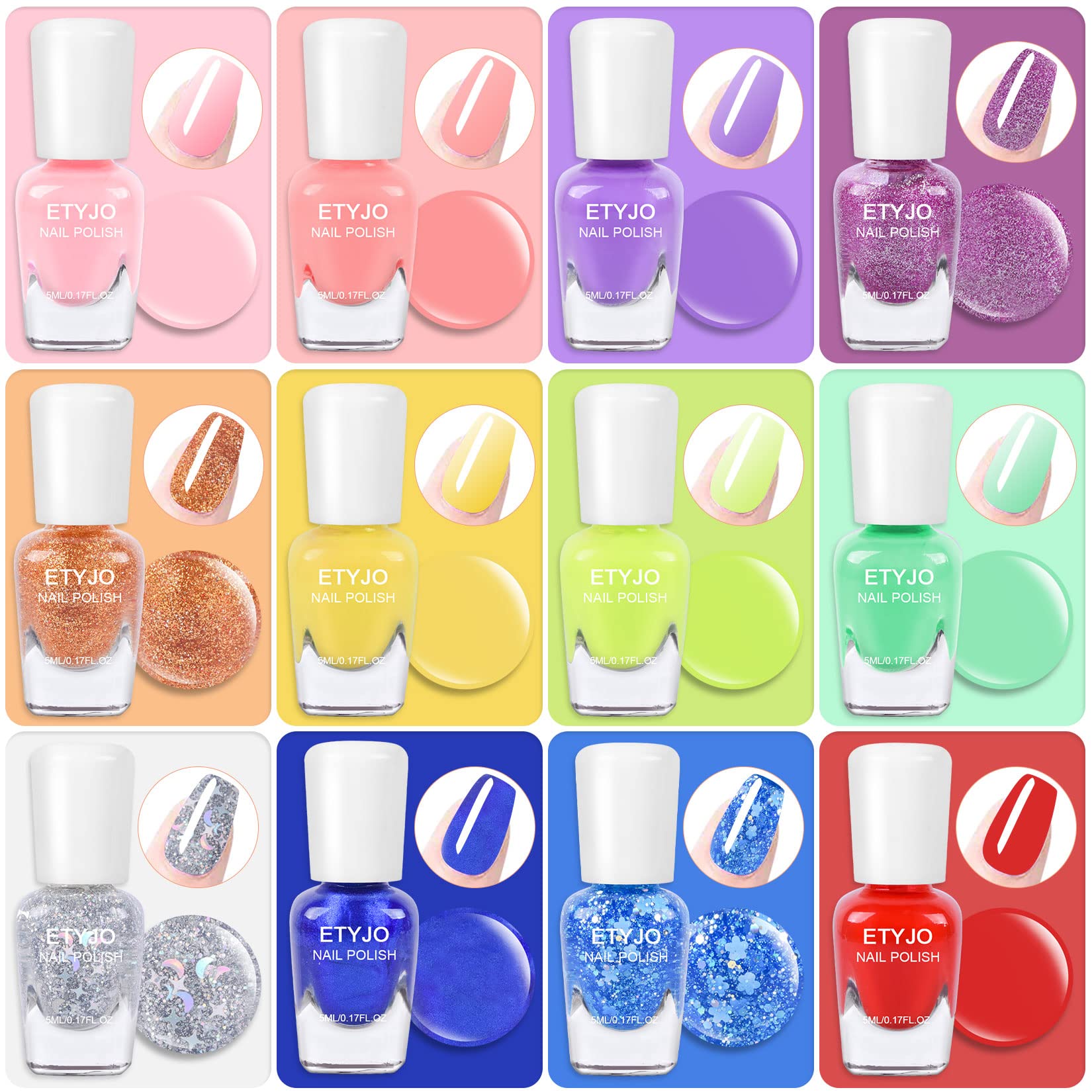ETYJO child applying nail polish with easy to use brush for small hands