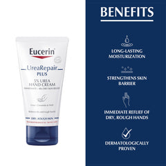 Eucerin 5 percent urea visual close-up highlights moisture formula.