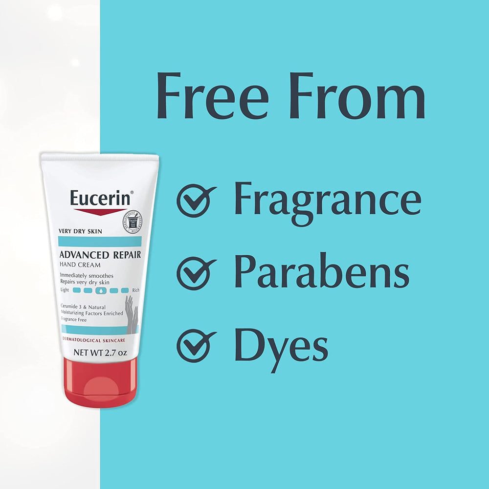 Applying Eucerin Advanced Repair Hand Creme on the back of hand