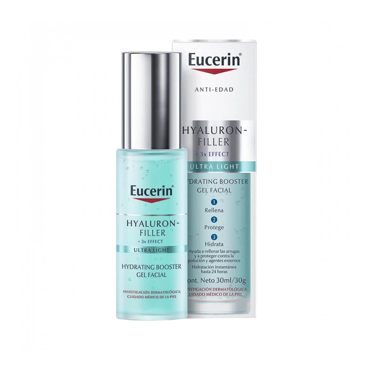Eucerin Hyaluron-Filler Moisture Booster bottle used in daily routine.