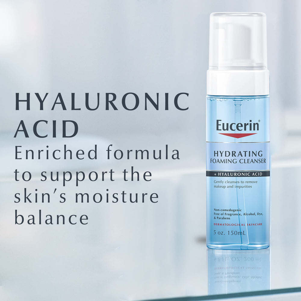 Eucerin Hydrating Foaming Cleanser after wash showing refreshed skin