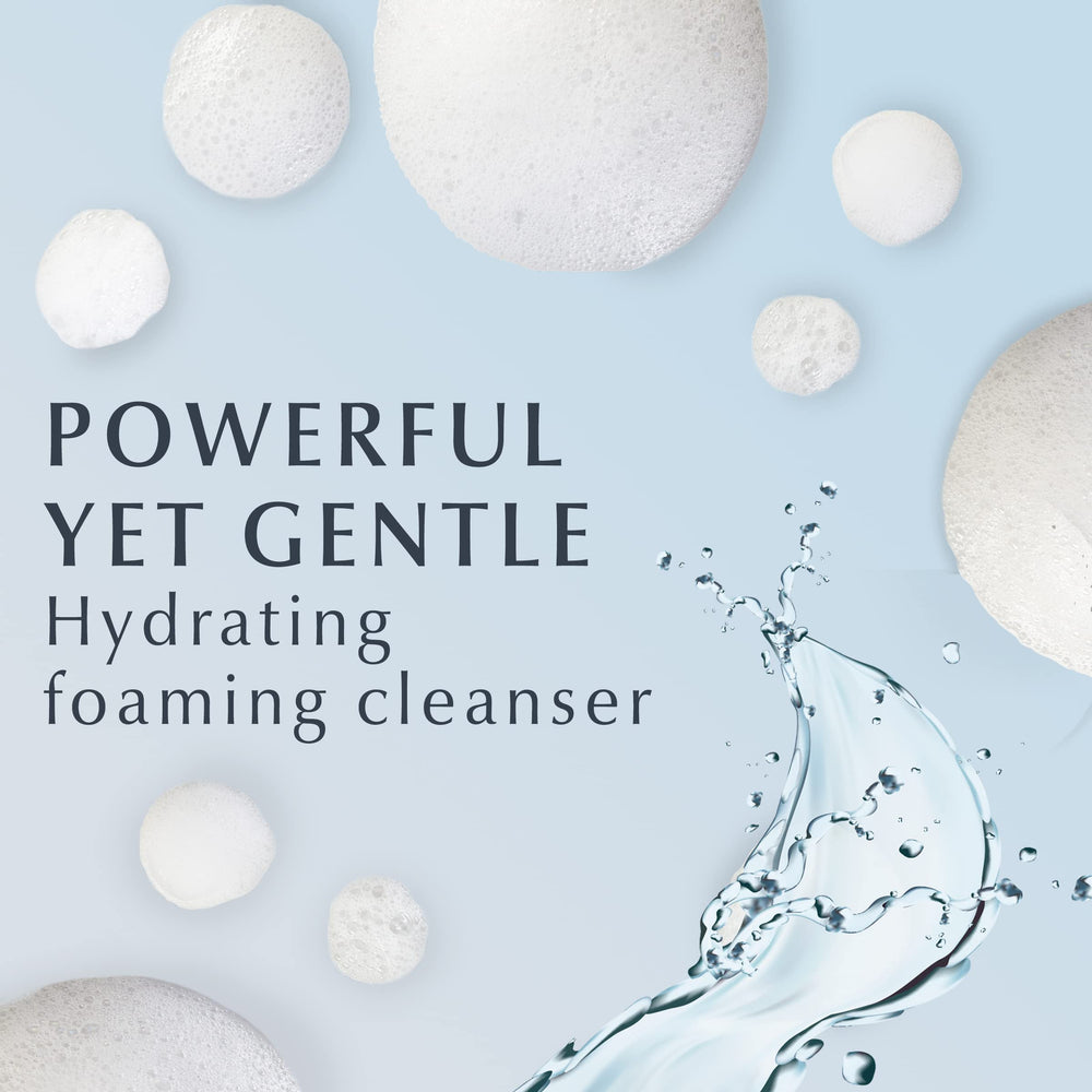 Eucerin Hydrating Foaming Cleanser foamy-lather on hand demonstrates easy application
